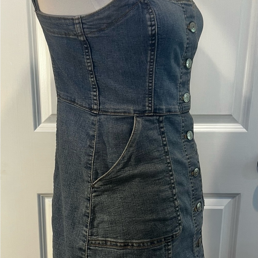H&M Divided denim jean dress sleeveless buttons small concert wear - Picture 4 of 11